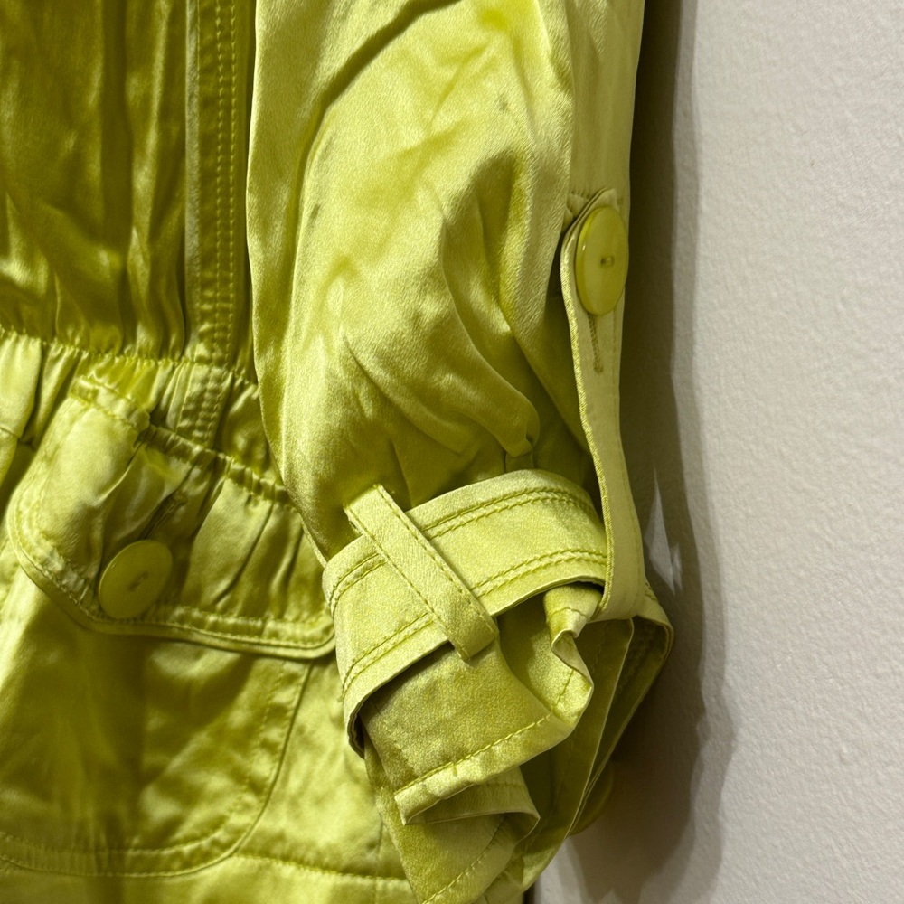 FLAWED - Jon Green Silk Button Belted Long Sleeve Collared Jacket - Picture 5 of 7